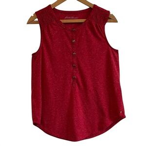 Red Sleeveless Top Eddie Bauer‎ outdoor women's top petite small heathered red